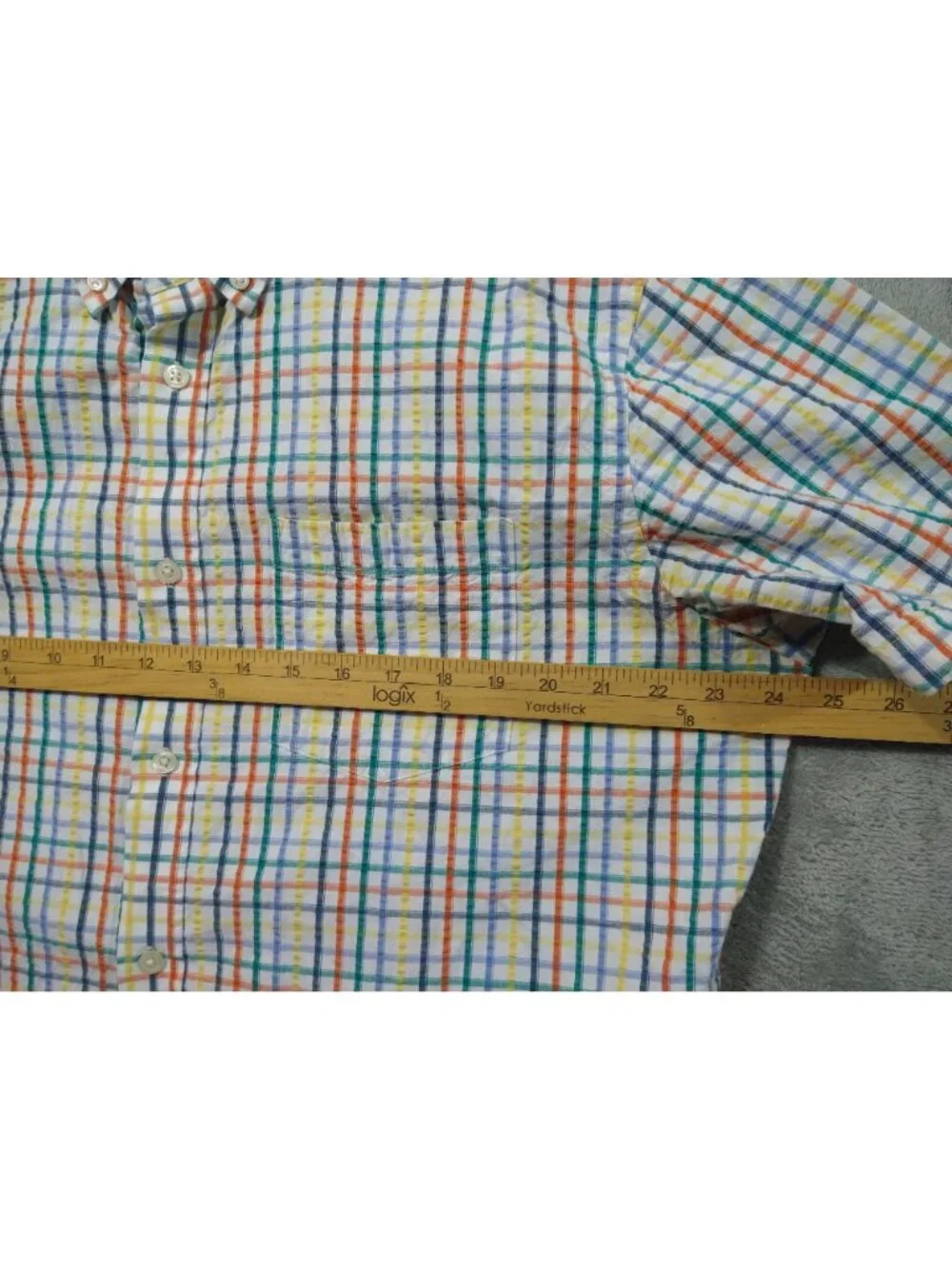 Banana Republic Shirt Mens XL Plaid Seersucker Short Sleeve Button Down Cotton